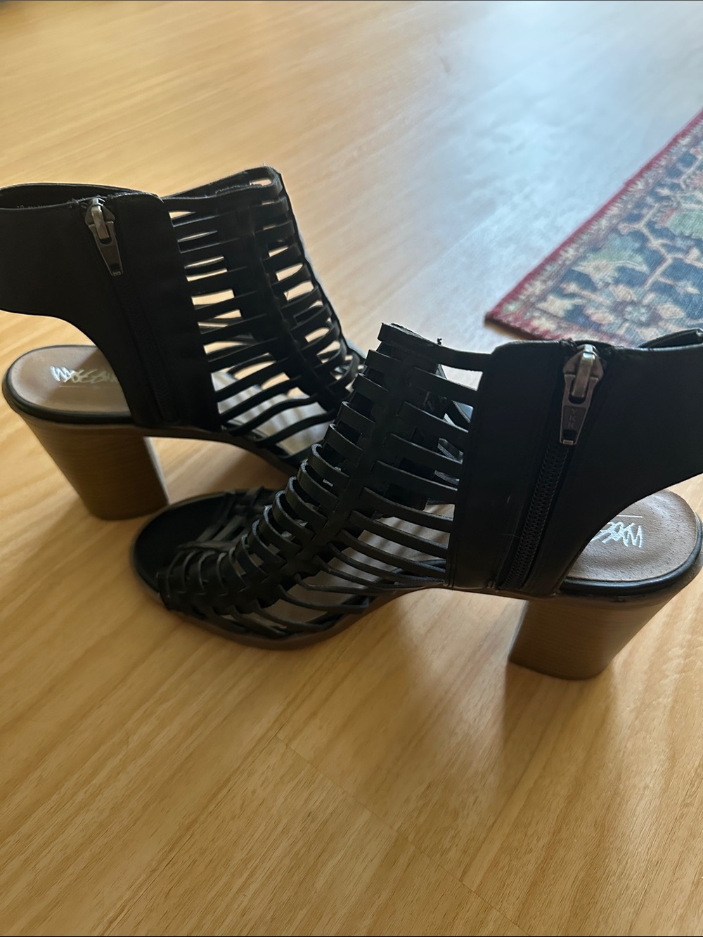 Mossimo Supply Co. Black Strappy Cage Heels - Picture 3 of 4